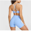 Back cross sports bra with adjustable straps V neckline twist yoga bralette
