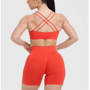 Women's classic strappy back sports bras scoop neck supportive gym top