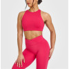 High neckline back cross longline sports bra padded sleeveless gym top