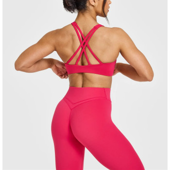 High neckline back cross longline sports bra padded sleeveless gym top