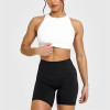High neckline back cross longline sports bra padded sleeveless gym top