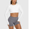 Long sleeve open back crop top moisture wicking athletic fit gym tees