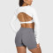 Long sleeve open back crop top moisture wicking athletic fit gym tees