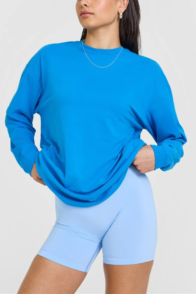Women's lightweight crew neck long sleeve t shirts oversized sports tees
