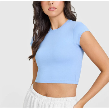 Short sleeve bodycon fit crop tees for women