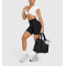Heart neckline twist front short sleeve tees cut out back sports t shirts