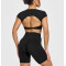 Heart neckline twist front short sleeve tees cut out back sports t shirts