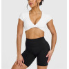 Heart neckline twist front short sleeve tees cut out back sports t shirts