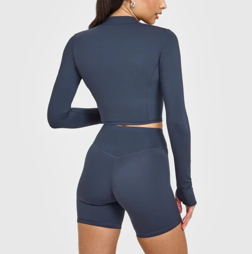 Timeless Long sleeve cropped yoga jackets with thumbholes