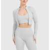 Timeless Long sleeve cropped yoga jackets with thumbholes