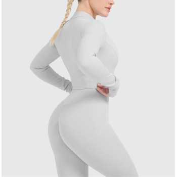 Timeless Long sleeve cropped yoga jackets with thumbholes