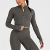 Timeless Long sleeve cropped yoga jackets with thumbholes