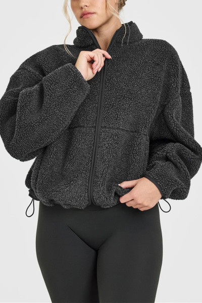 Fall winter relax fit cotton fleece jackets women's heavy weight coats