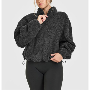 Fall winter relax fit cotton fleece jackets women's heavy weight coats