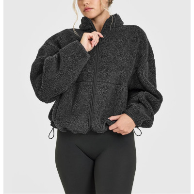 Fall winter relax fit cotton fleece jackets women's heavy weight coats