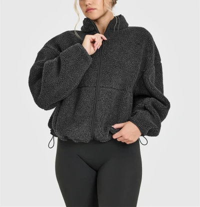 Fall winter relax fit cotton fleece jackets women's heavy weight coats