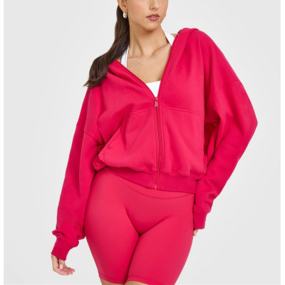 Women';s full zipper relaxed fit hoodies cotton blend comfortable hooded jackets
