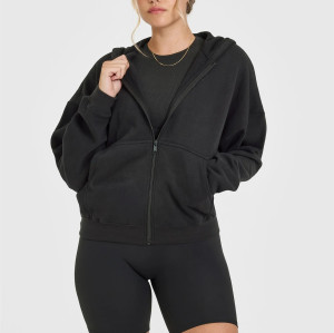 Women';s full zipper relaxed fit hoodies cotton blend comfortable hooded jackets