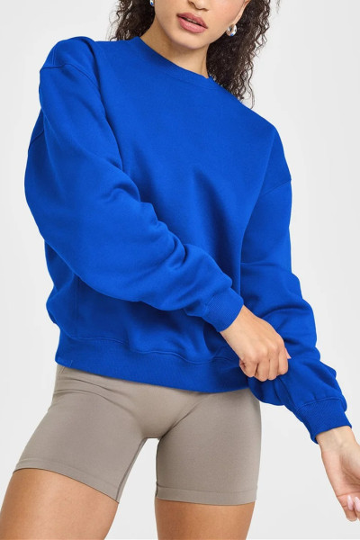 Versatile Crew neck oversized sweatshirts hip length long sleeve pullovers