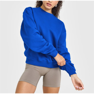 Versatile Crew neck oversized sweatshirts hip length long sleeve pullovers