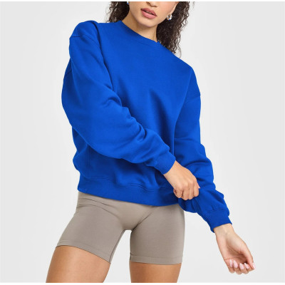 Versatile Crew neck oversized sweatshirts hip length long sleeve pullovers