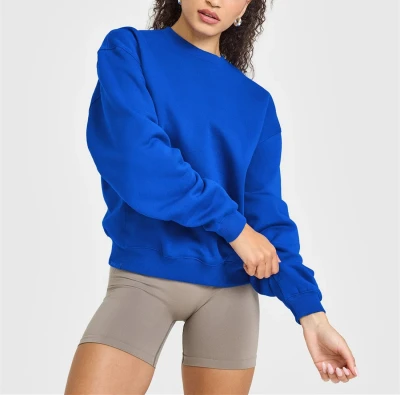 Versatile Crew neck oversized sweatshirts hip length long sleeve pullovers