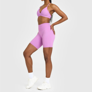 High waist butt lifting anti camel toe gym shorts compressive cycling shorts