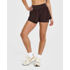 High waist double layer running shorts with zipper pockets 2 in 1 moisture wicking gym shorts