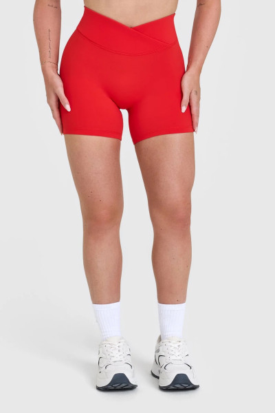 Crossover waist contouring gym shorts glute separation yoga shorts