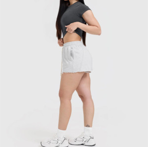Vintage raw edge relaxed fit shorts with adjustable waist