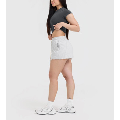 Vintage raw edge relaxed fit shorts with adjustable waist