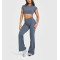 Wrap waist no front seam flared pants v shape flattering bell bottom leggings