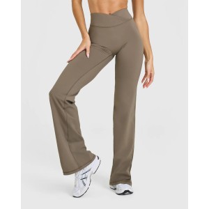 Wrap waist no front seam flared pants v shape flattering bell bottom leggings