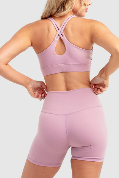 Women's medium impact v neck cross back sports bra supportive hollow back gym top