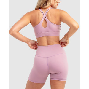 Women's medium impact v neck cross back sports bra supportive hollow back gym top