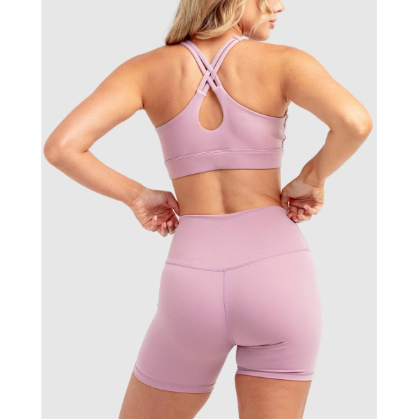 Women's medium impact v neck cross back sports bra supportive hollow back gym top