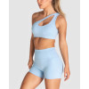 Medium support one shoulder front cut out sports bra