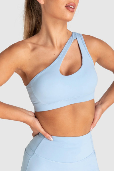Medium support one shoulder front cut out sports bra