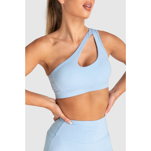 Medium support one shoulder front cut out sports bra