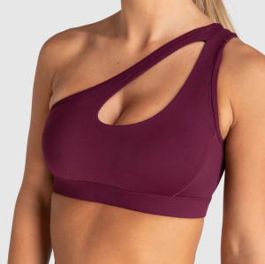 Medium support one shoulder front cut out sports bra