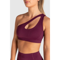 Medium support one shoulder front cut out sports bra