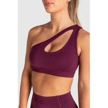 Medium support one shoulder front cut out sports bra