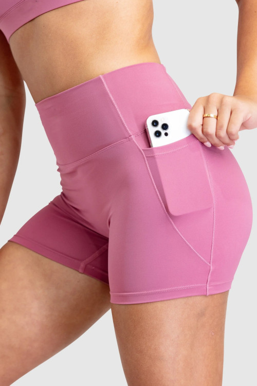 High waist no front seam yoga shorts with side pockets butt lifting biker shorts