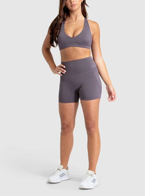 High waist no front seam yoga shorts with side pockets butt lifting biker shorts