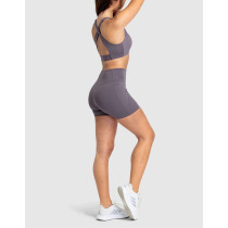 High waist no front seam yoga shorts with side pockets butt lifting biker shorts