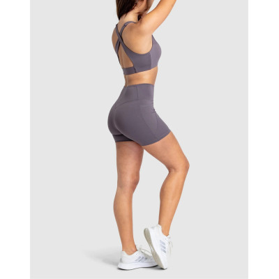 High waist no front seam yoga shorts with side pockets butt lifting biker shorts