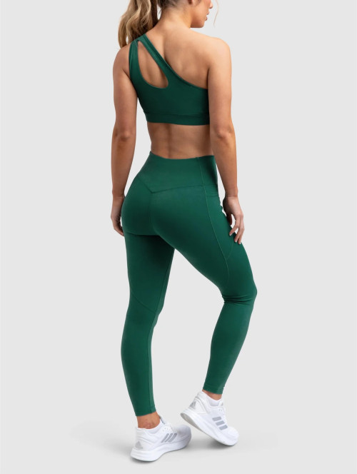 Tummy control flattering butt lifting yoga leggings with side pockets nylon spandex full length tights