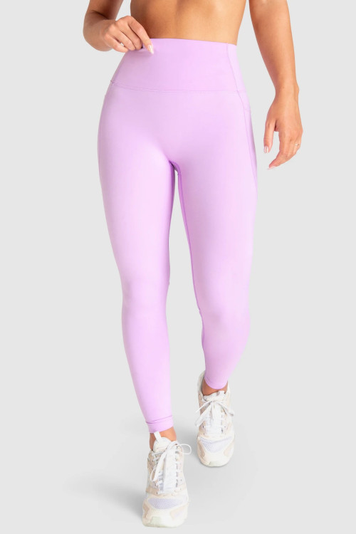 Tummy control flattering butt lifting yoga leggings with side pockets nylon spandex full length tights