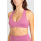 Women's light support v neck padded sports bra wide strap cross over yoga bralette