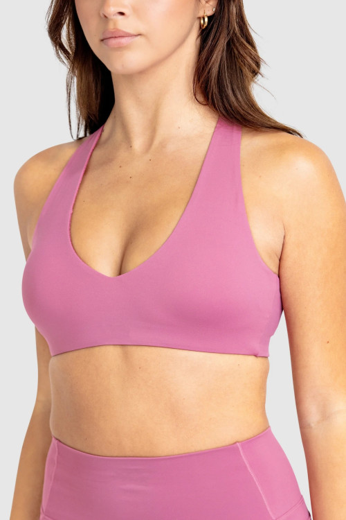 Women's light support v neck padded sports bra wide strap cross over yoga bralette